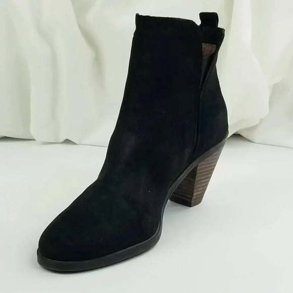 Lucky Brand 7M Women's Jana Black Leather Suede Elastic Side Ankle Boots/Booties - Picture 1 of 12